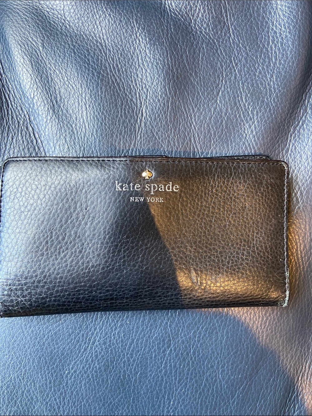 kate spade Black Leather Zip Continental Wallet